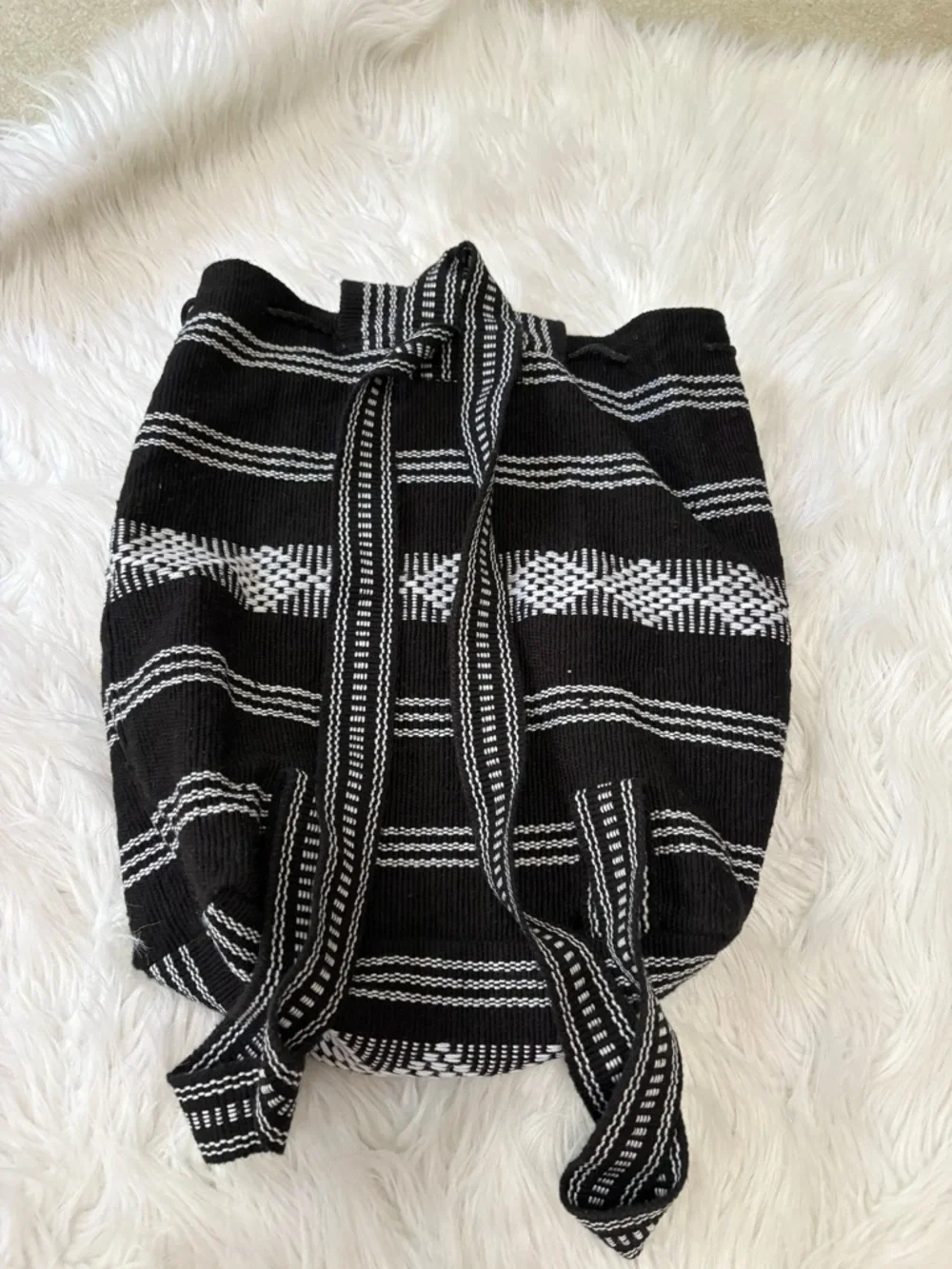 Artesanias Mr. Pinzon Black Woven Lightweight Backpack Made in Mexico